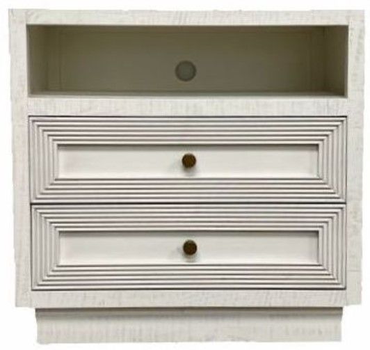 Million Dollar Rustic White Side Table with 2 Drawers-0