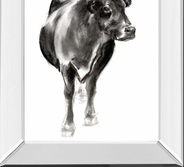Classy Art Charcoal Cattle I by Jennifer Paxton Parker Mirror Framed Wall Art-1