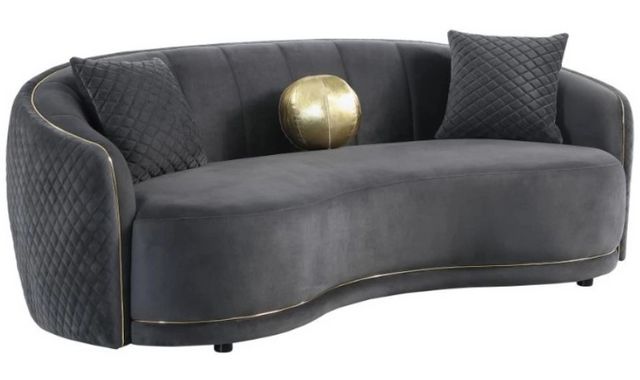 Coaster® Brookside Dark Gray Velvet Upholstered Curved Sofa