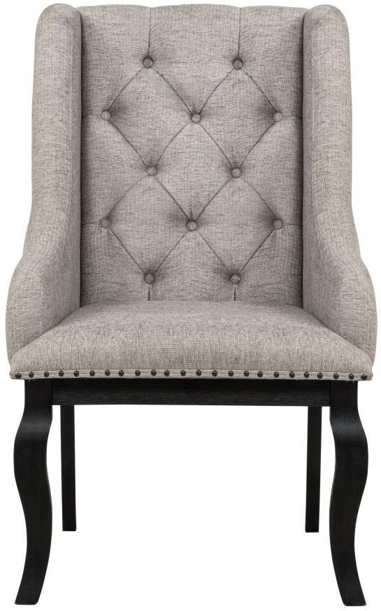 Coaster® Phelps 2-Piece Distressed Noir/Tan Upholstered Dining Arm Chair Set-4