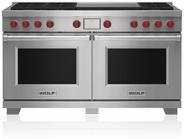 Wolf® 60" Stainless Steel Pro Style Dual Fuel Range-0