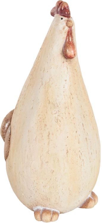 Deco Marche Cream Rooster Standing Decorative Garden Sculpture with Red Accents-0