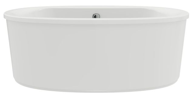 KOHLER® Sunstruck® White 66" x 36" Freestanding Bath with Bask® Heated Surface and Straight Shroud-1