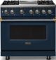 Viking® 5 Series 36" Slate Blue Pro Style Dual Fuel (NG) Range with Brushed Brass Trim-0