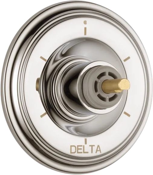 Delta Cassidy® Polished Nickel 6-Setting Less Handle 3-Port Diverter Trim -0