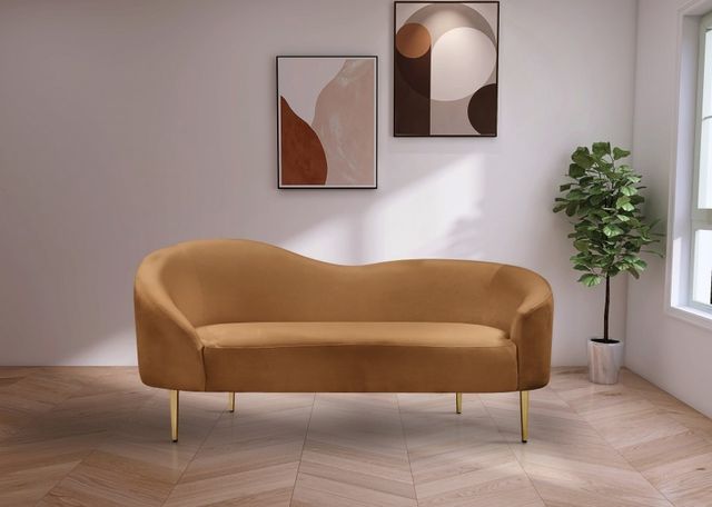 Meridian Furniture Ritz Saddle Velvet Loveseat-3
