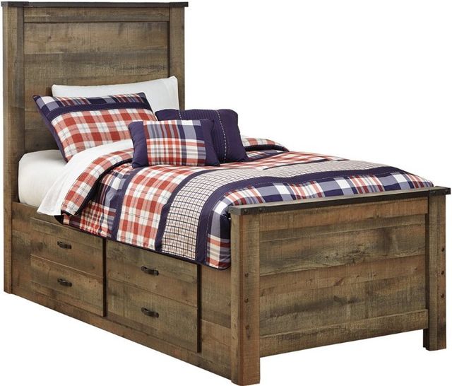 Signature Design by Ashley® Trinell 4-Piece Brown Twin Panel Storage Bed Set-1