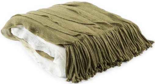 Surya Toya Dark Green 50"x60" Throw Blanket-1