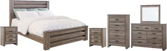 Signature Design by Ashley® Zelen 6-Piece Warm Gray King Panel Bed Set-0