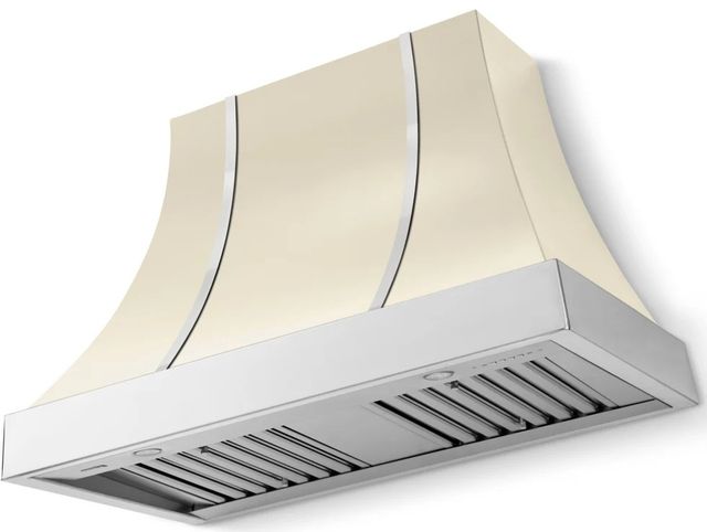 La Cornue CornuFé Cascade 44" Morning Dew Wall Mounted Range Hood with Polished Chrome Trim-0