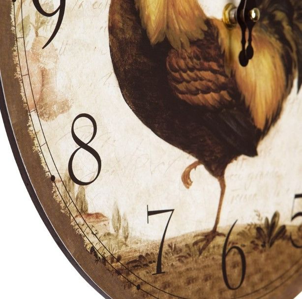 YHD Beige/Brown Circular Wooden Wall Clock-2