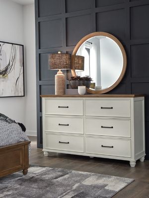John Thomas Furniture Vista Bedroom 2-Piece Hickory Shell Dresser and Mirror John Thomas Furniture Vista Bedroom 2-Piece Hickory Shell Dresser and Mirror