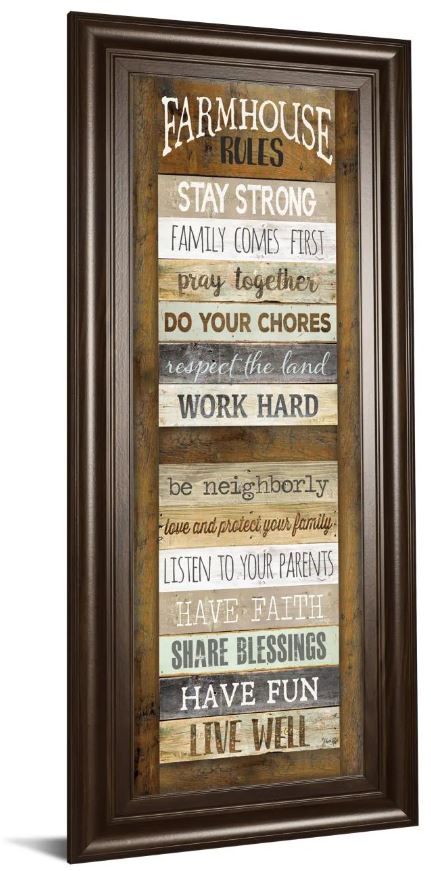 Classy Art Farmhouse Rules by Shutter Marla Rae Framed Print Wall Art-0
