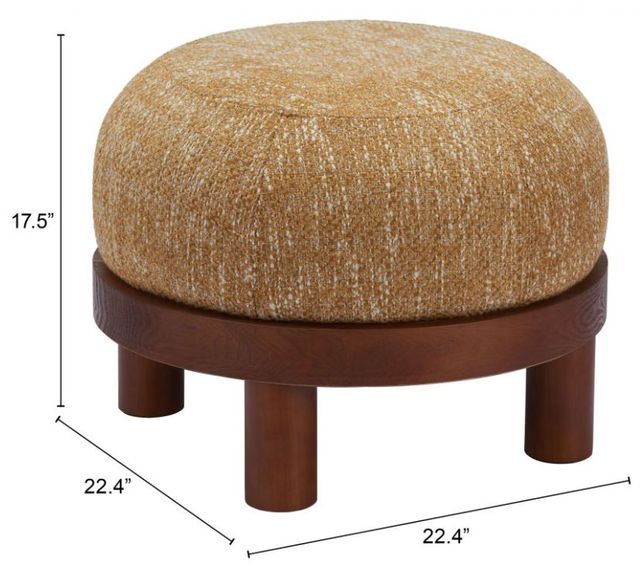 Zuo® Modern Gome Oat Yellow/Walnut Ottoman-3