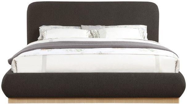 Meridian Furniture Rigby Brown/Natural King Boucle Fabric Upholstered Panel Bed-1