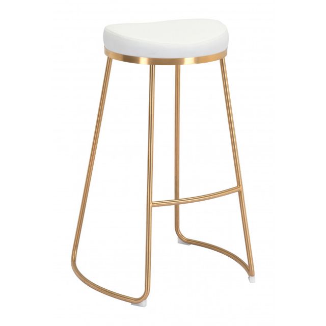 Zuo® Modern Bree White/Gold Bar Stool-0
