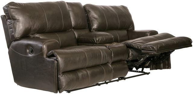 Catnapper® Wembley Steel Leather Lay Flat Reclining Console Loveseat-1
