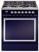 Ilve® Nostalgie II Noblesse 30'' Midnight Blue Pro Style Dual Fuel Range with Chrome Trim-0