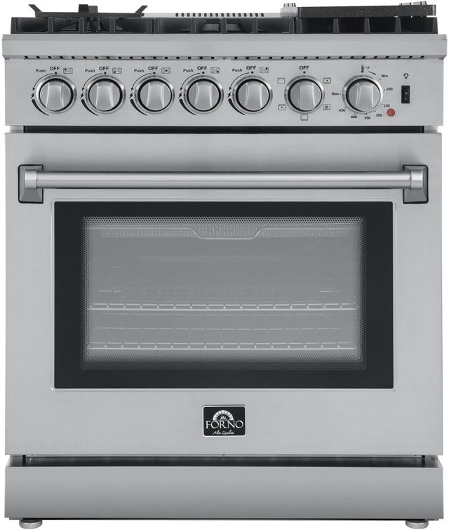 FORNO® Alta Qualita 30" Stainless Steel Freestanding Dual Fuel Range-0