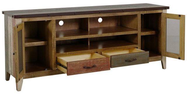 International Furniture Direct Antique Blue TV Stand-3