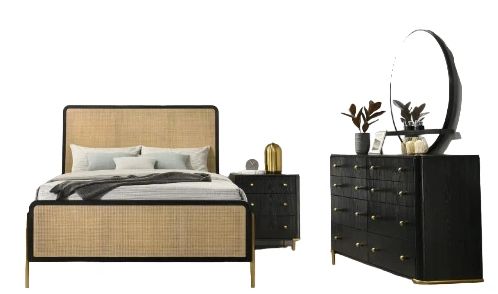 Coaster® Arini 4-Piece Black/Natural Queen Bedroom Set-2