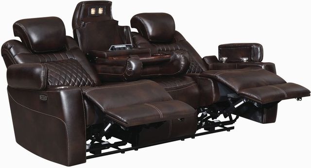 Coaster® Korbach Espresso Power Headrest Reclining Sofa-2