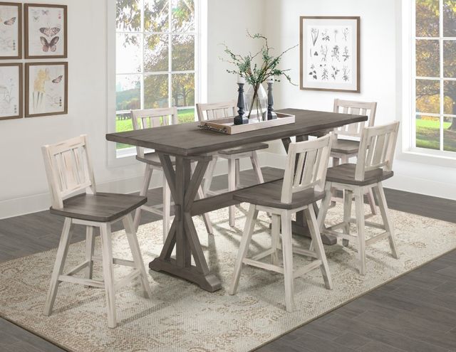 Homelegance® Amsonia Distressed Gray/White Sand Swivel Counter Chair-1