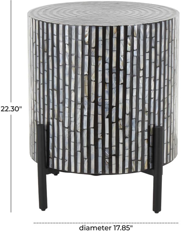 Deco Marche Silver Accent Table with Black Base-2