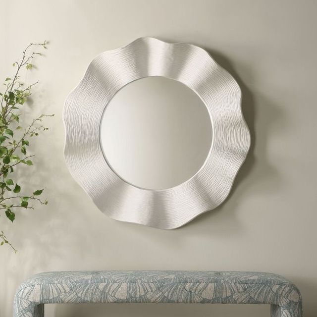 Uttermost® Wave Length Matte White Round Mirror-1