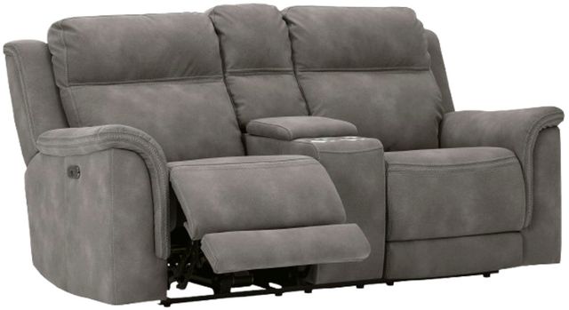 Signature Design by Ashley® Next-Gen DuraPella Slate Power Reclining Loveseat with Console and Adjustable Headrest-2