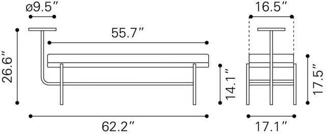 Zuo® Modern Ploce Brown Bench-2