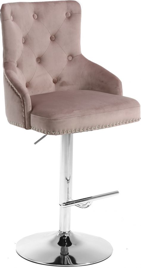 Meridian Furniture Claude Pink Velvet Adjustable Counter Stool-0