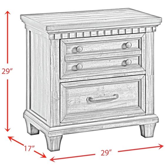 Elements International McCoy Antique White Nightstand-2