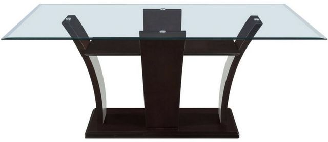 Mazin Furniture Daisy Glass Top Dining Table with Espresso Base -0