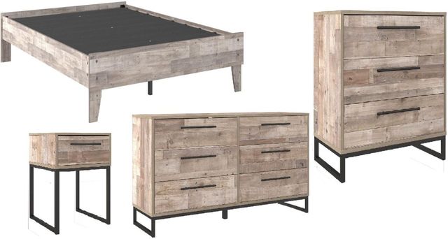 Signature Design by Ashley® Neilsville 4-Piece Whitewash Queen Platform Bed Set-0