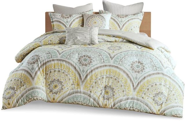 Olliix by Urban Habitat Matti 7 Piece Yellow King/California King Matti Cotton Comforter Set-0