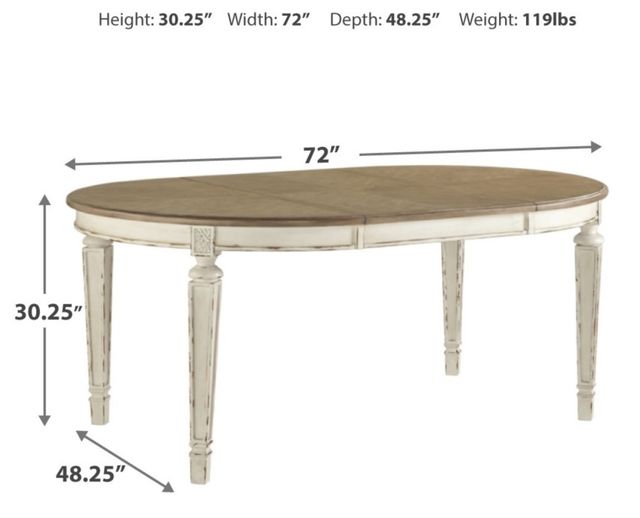 Signature Design by Ashley® Realyn Brown Oval Dining Table with Chipped White Base-3