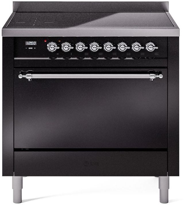 Ilve® Nostalgie II Series 36" Glossy Black Pro Style Induction Range-0
