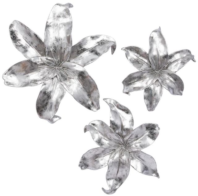 Deco Marche 3-Piece Silver Floral Wall Decor Set-0