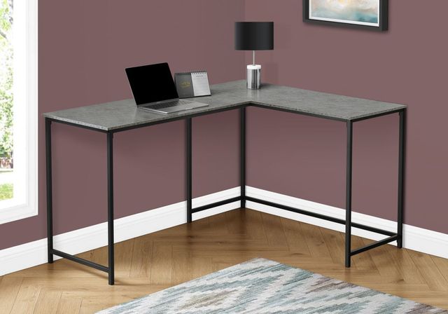 Monarch Specialties Inc. Grey Stone-Look/Black Computer Desk-0