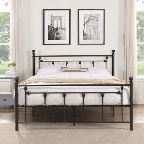 Milton Greens Stars Black Full Victorian Style Metal Platform Bed-2