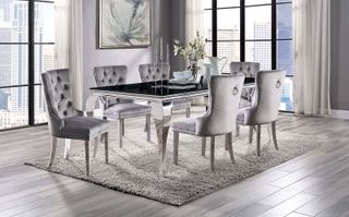 Furniture of America® Neuveville Black and Chrome Dining Table