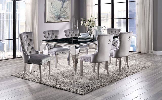 Furniture of America® Neuveville Black and Chrome Dining Table-0