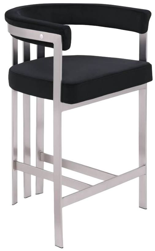 Meridian Furniture Marcello Black/Brushed Chrome Counter Stool-0