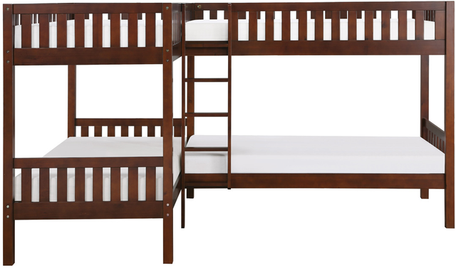 Homelegance® Rowe Dark Cherry Twin/Twin Corner Bunk Bed-2