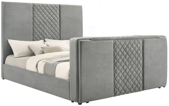 Coaster® Tara Gray Eastern King Upholstered Sleigh Bed-1