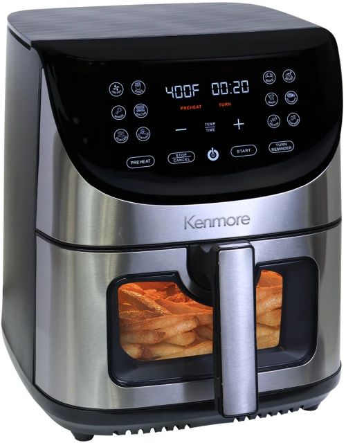 Kenmore® 8Qt 1700W Stainless Steel Family Size Air Fryer with 12 Preset Cooking Functions, Digital Touch Screen, Programmable Temperature & Timer, Viewing Window, Roast Bake Broil Dehydrate Reheat-2