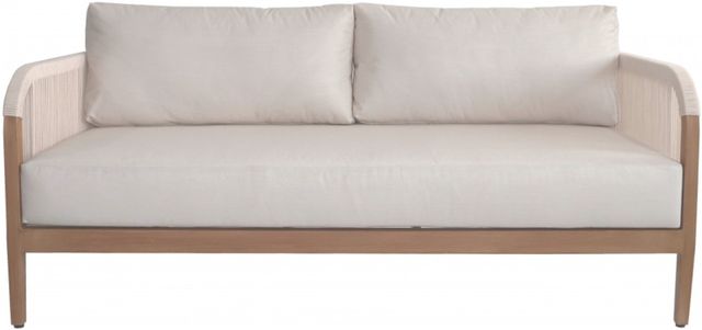 Meridian Furniture Maui Cream Aluminum/Fabric/Wooden Outdoor Loveseat-1