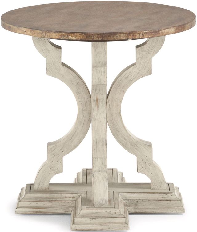 Flexsteel® Estate Galvanized Metal Top Lamp Table with Antiqued Base-1
