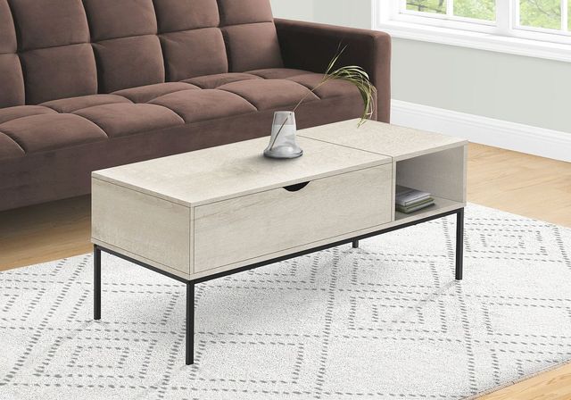 Monarch Specialties Inc. Black/Washed Oak 42" Lift-Top Coffee Table-2